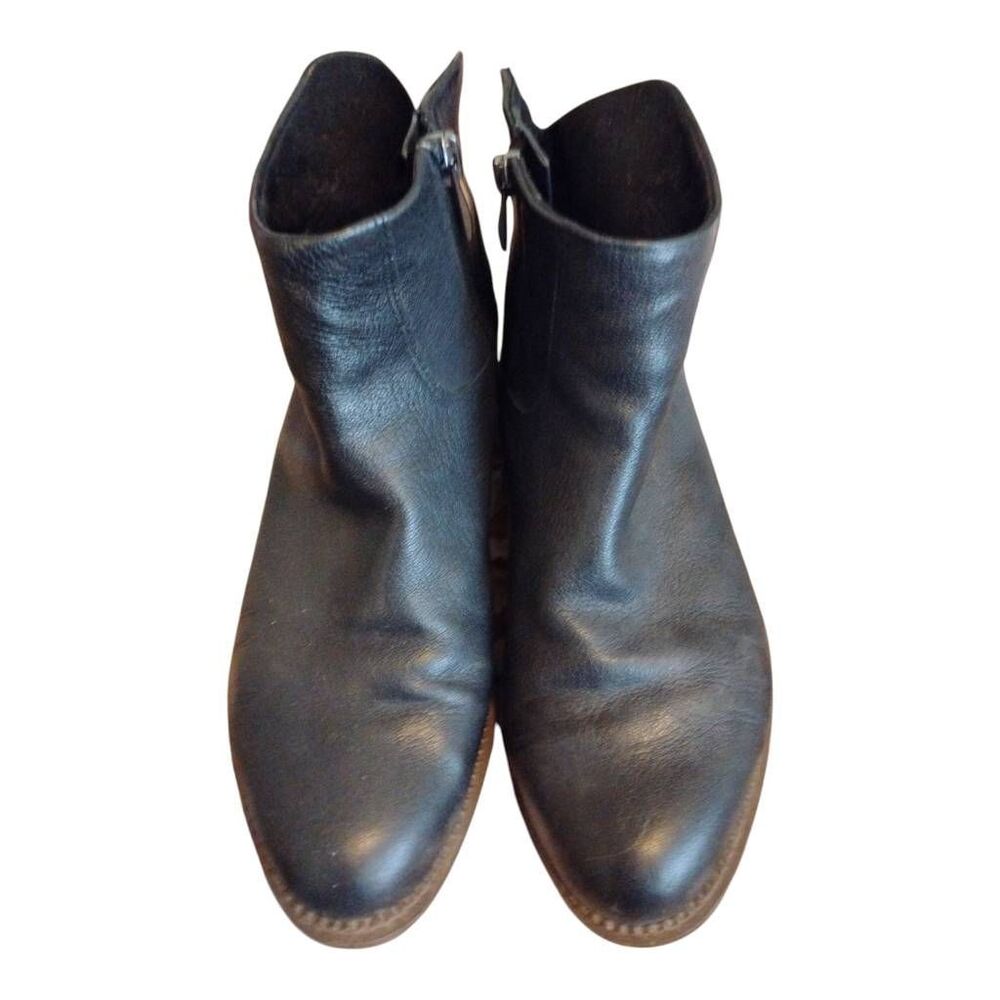 Franco Sarto Hero Black Leather Ankle Boots Size 7